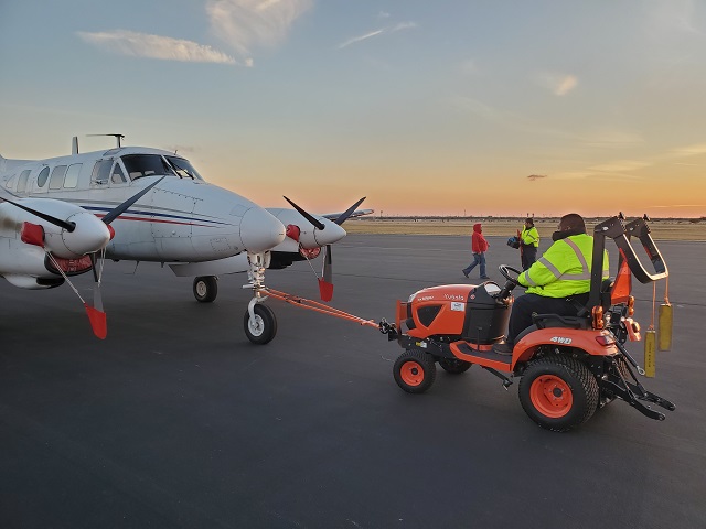 Aircraft pulled into position