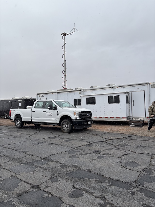 DSHS truck and USDA Command Trailer