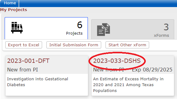 "Screenshot of the Dashboard with the Protocol Number Highlighted"