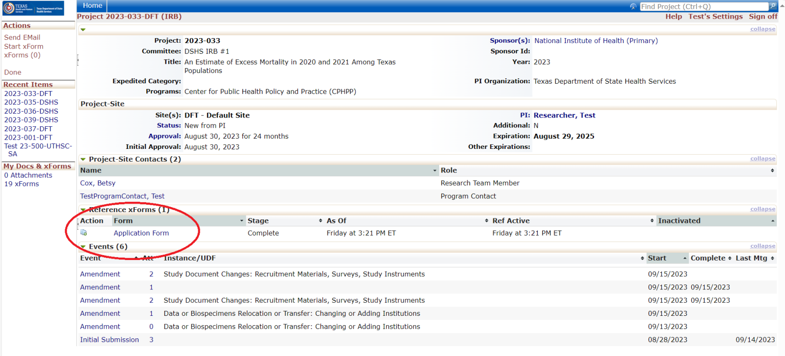 "Screenshot of Protocol Details with Copy for Amend Highlighted"