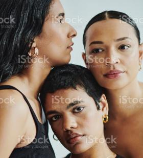 Three women's faces.