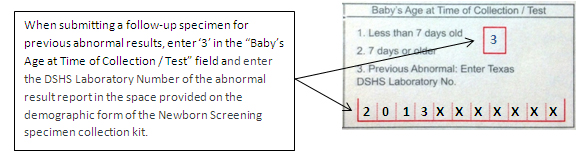 NBS collection follow-up instructions